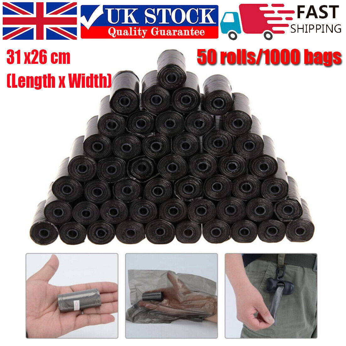 1000 Dog Poop Bags Large Doggy Biodegradable Pet Poo Waste Bags Heavy Duty Bag